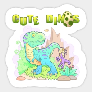 cartoon cute dinosaurs Sticker